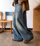 Denta Washing Wide Denim Pants