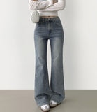 Span Relaxed Loose Long Bootcut Banding Denim Pants