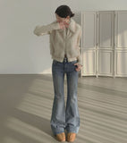 Pelvic Fever Brushed Span 2-Button Bootcut Denim Pants