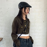 Peep Y2K String Button Collar Short Jacket