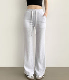 Back Embroidery Point Semi Bootcut Banding Pants