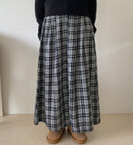 Limoy banding pin tuck check long skirt