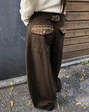 Odi Check Adjust Buckle Brushed Balloon Wide Pants