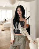 Louve Slub Knit Hooded Cardigan