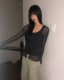 Cellu mesh see-through long-sleeved cardigan
