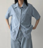 [Short sleeve ver.] Lucky denim loose fit shirt