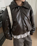 Naoko Glossy Leather Bomber Jumper