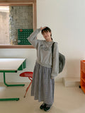 Dines banding check long skirt