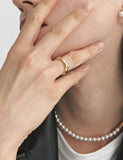 Champagne Full Moon Slim Silver Ring M