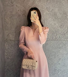 Madrin Heart Neck Tweed Flare One Piece