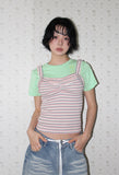 STRIPE FRILL SLEEVELESS