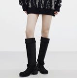 Demin Belt Suede Boots