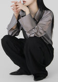 Cuff silky blouse