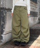 [Pin tuck/Peach fuzz] MT cut pocket cotton wide long pants