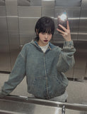 light washed denim hooded jacket