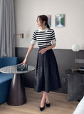 Nebel Banding Pintuck Flare Skirt