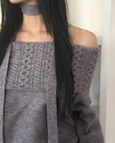 [Muffler set] Weck cable off-shoulder knit set