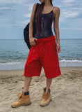 Tear Rivet Double Knee Bermuda Pants
