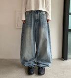 Delmap Washing Denim Balloon Wide Pants