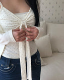 Mevni Dot Sleeveless Cardigan Set
