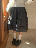 Warmin Frill Banding Check Midi Skirt