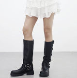 Refit belt leather long boots