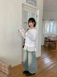 Kukyu Frill Shirring Long Sleeve Tee