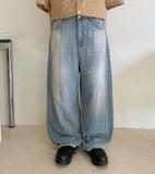 Nyuil Summer Washing Wide Light Blue Denim Pants