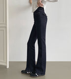 Raw Span Back Pocket Point Semi Bootcut Denim Pants
