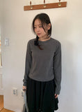 Shukan Ribbed Round Long Sleeve Tee