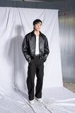 Oversize Bending Leather Jacket