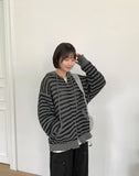 [unisex] Endel Stripe Net Hood Zip-up