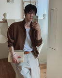 Kanji High-Neck Crop Cardigan