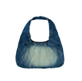 incision round denim shoulder bag