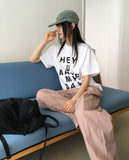 Heyu Lettering Cropped Short-Sleeved T-shirt