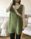 Kizen Wool Boucle Sleeveless Layered Vest Knit Mini One Piece