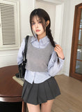 Getty Fake Layered Layered Color Matching Bustier Shirt