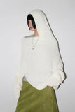 OFF-SHOULDER DRAPE HOOD KNIT
