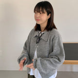 Sieki brushed collar crop cardigan