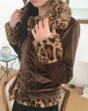 Rotel Leopard Hopi Fur Contrast Corduroy Jacket