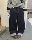 Odin Roll-Up Raw Denim Wide Pants