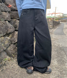 Homoki Side Pintuck Back Adjust Wide Cotton Pants