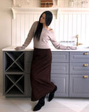 Yurin shirring ribbed long skirt
