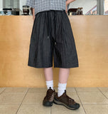 [Unisex] Hentes Linen Denim Banding Bermuda Pants - Linen 50