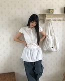Happy Round Collar Puff Short Sleeve Mini One Piece