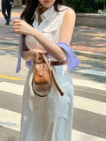Latte Pocket Collar Sleeveless One Piece (Belt Set)