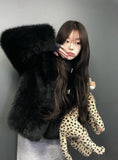Ago Buckle High Neck Fur Short Jacket