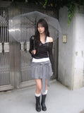 Handy Snap See-through Wrap Hood Knit