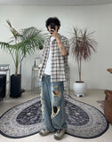 Nian Linen Check Short Sleeve Shirt
