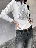 silver embroidered knit